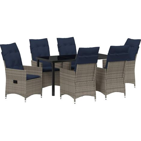 Maison Exclusive - Set di tavolo e sedie con cuscino 7 pcs Grigio Rattan in PE (1/5)