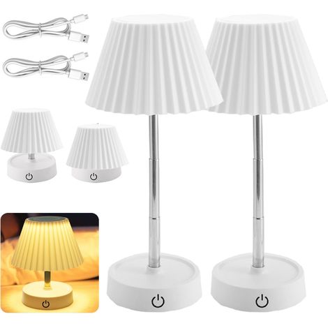 Confezione da 2 lampade da tavolo a LED ricaricabili tramite USB - Lampada da tavolo telescopica touch dimmerabile - Lampada da comodino per comodino, camera da letto, soggiorno (B)