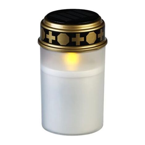 Solar funeral lantern with LED flame effect, white. (1/5)