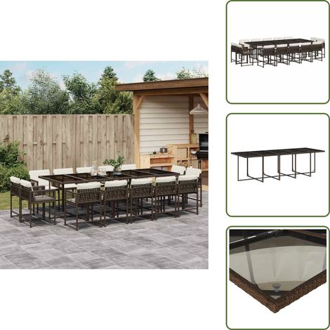 Ensemble à manger de jardin avec coussins 15 pcs marron rotin - Salon De Jardin - Meuble De Jardin - Set De Salon De Jardin - Mobilier De Jardin - Table De Jardin (1/5)