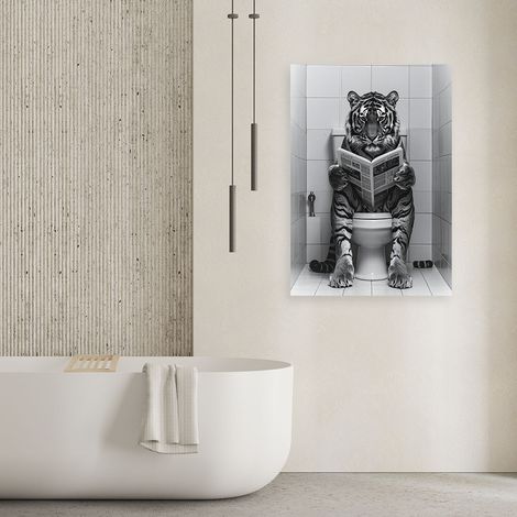 Wandbild Tiger in der Toilette 40x60 (1/4)