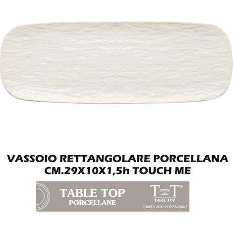 Vassoio in Porcellana Rettangolare Bianco Lungo Touch me 29 x 10 cm