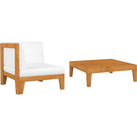 Salon de jardin 2 pcs Contemporain, Ensemble repas de jardin, avec coussins Bois d'acacia solide OIB7627E (1/5)