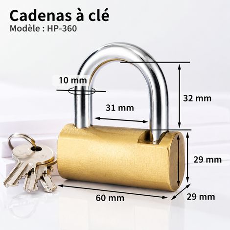 Cadenas de sécurité marteau HP360 imitation laiton avec 3 clés hp360-3 31 × 22 × 22 cm 312 g – Livraison gratuite