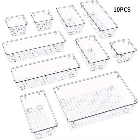 Schreibtischschubladen-Organizer Kühlschrank-Organizer mit 4 unterschiedlich großen Schubladen zur Aufbewahrung von Kosmetikartikeln für Küche C 16 (1/5)