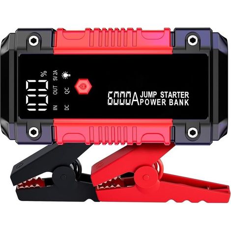 Booster Batterie Voiture 6000A, 26800mAh Démarreur de Voiture (Jusqu’à 10L Essence & 10L Diesel), 12V Portable Jump Starter avec Lampe à LED, Grand Écran LCD, Pinces de Sûreté Intelligentes (1/4)