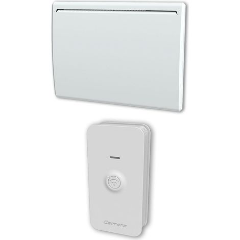 Carrera – Radiateur à inertie céramique blanc 1000W horizontal – Chaleur douce et durable – Thermostat électronique – Support mural inclus (1/4)