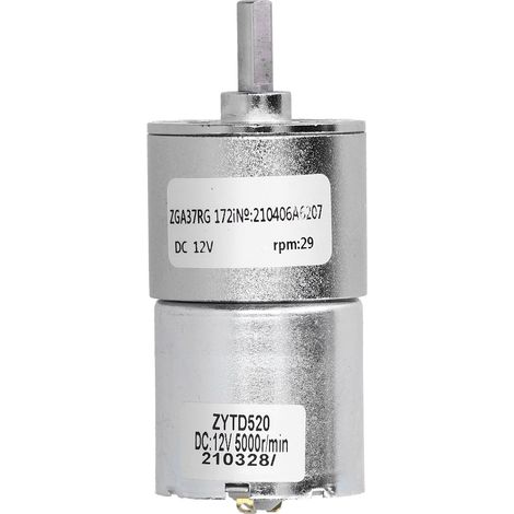 DC 12V geared motor, high torque electric micro-reduction gear motor, center output shaft 37mm diameter gearbox ZGA37RG 29R-12V (1/5)