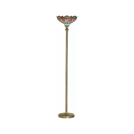 Piantana Tiffany Libellula Acciaio Ottone Multicolor 1 Luce E27 (1/2)