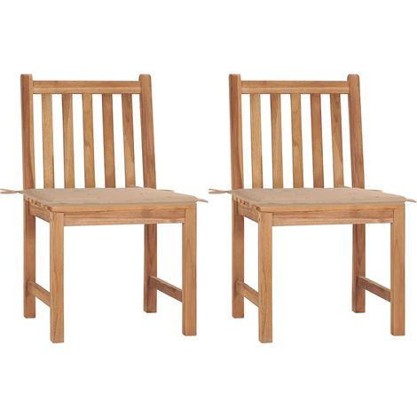 Gartenstühle 2 Stk. mit Kissen Massivholz Teak