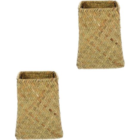 2 Pièces Vase Vintage Vase Fleur de Collection decoratif rétro Eucalyptus Vert Usine Mousse Faux en jonc de Bureau en jonc de mer tressé algue (1/5)