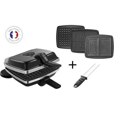Croque-waffelwaffeln 3 teller 1000w schwarz - Lagrange - 039624