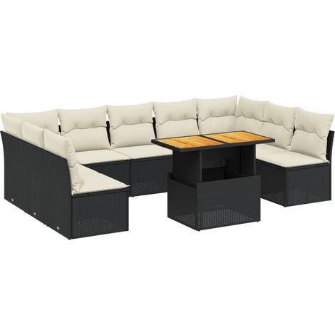 Maison Exclusive - Set de sofás de jardín 10 pzas cojines ratán s (1/5)