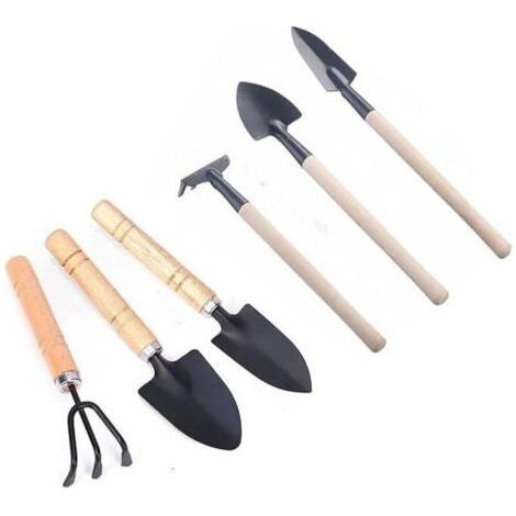 Lot De 6 Mini Outils De Jardinage À Main - Petits Outils Légers En Fer - Râteau - Pelle - Bêche - Pour Intérieur Et Extérieur - Plantation En Pot (1/4)