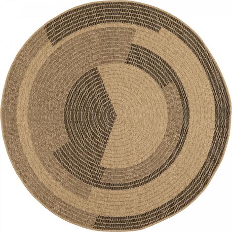 Tapis extérieur kilim Ø120cm beige et noir rond JUTE ART 7 (1/3)