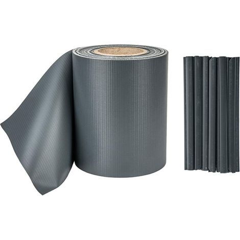 Balkonzaunband anthrazit 19 cm x 35 m + Bradas-Clips 0285 (1/5)