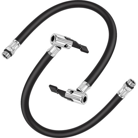 2 x Universal Inflating Hoses, Compatible Tyres for Compressor and Air Pump, 38 cm Flexible Tube with Quick Connection, Suitable for Valves for Bicycle, Motorcycle, Car, Lawn Mower and Light (1/5)