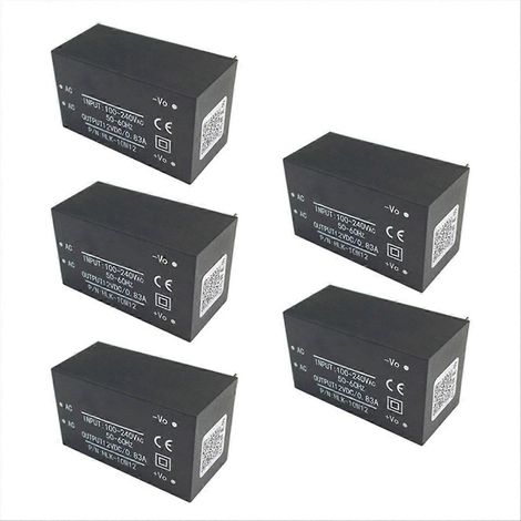 Alimentation 220V vers 12V 10W, Module Convertisseur AC-DC, Lot de 5, Transformateur Électronique pour LED, Faible Consommation, Haute Efficacité, Usage Industriel et Domestique (1/5)