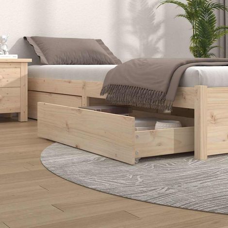 4 tiroirs de lit en bois de pin massif avec roulettes, rangement sous lit, 95 x 57 x 18 cm - PANGIVO (1/5)
