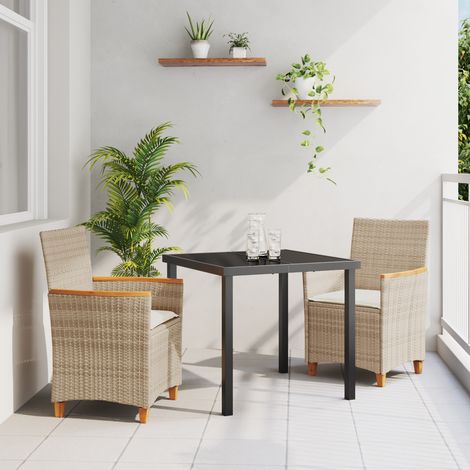 Garden Dining Set 3 pcs Beige Poly Rattan vidaXL (1/5)