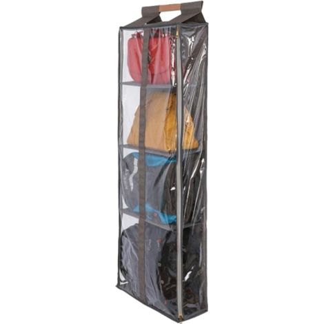 Organisateur de sac à main suspendu transparent avec fermeture éclair pour un accès facile peut être accroché à une porte. (1/5)
