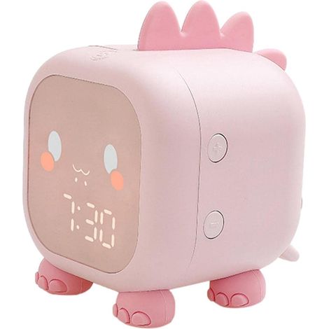 Réveil numérique pour enfants Dinosaure avec fonction snooze, veilleuse de chambre, horloge d'apprentissage du sommeil pour garçons et filles (Rose) (1/5)