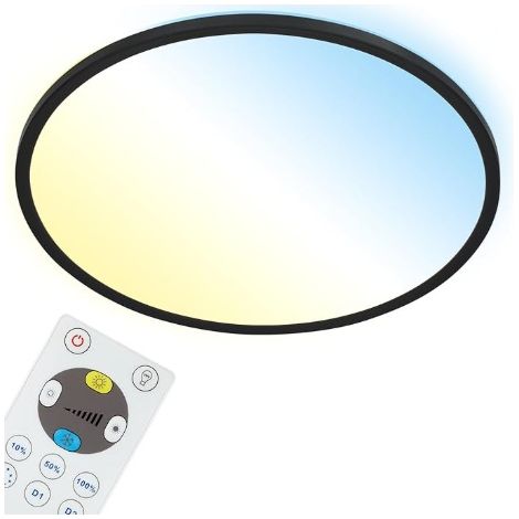SLIM PLAFONIERA LED RETROILLUMINATA DIAM.42CM 22W 4000K 3000LM NERA C/TEL.