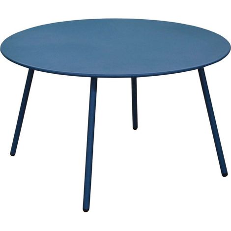 Proloisirs – Table basse de jardin ronde en acier traité anticorrosion – bleu Ø 70 cm – Idéale pour salon détente ou terrasse (1/3)