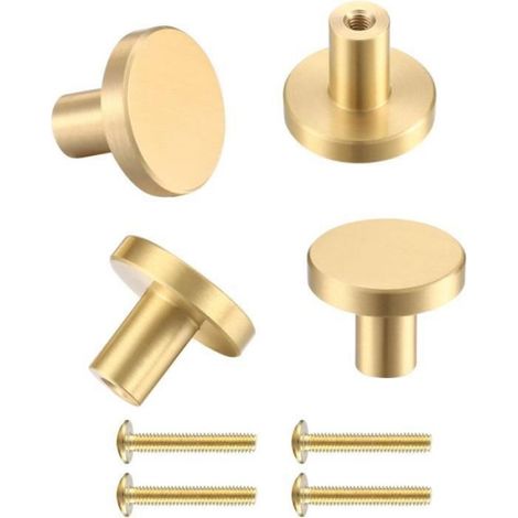 Poignée De Porte - Trou Unique - Cuivre - Diamètre 25 mm - Hauteur 20 mm - Pour Armoire Placard Tiroir - Lot De 10 (1/4)