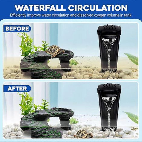 Filtre pour aquarium à tortues 74 GPH, faible niveau d'eau, 3,5 W, compatible avec les aquariums jusqu'à 15 gallons (57 litres), prise américaine. (1/5)