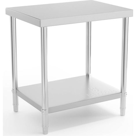 Royal Catering – Table de travail inox 80 x 60 cm – Capacité 190 kg – Surface facile à nettoyer – Design à deux niveaux pour rangement supplémentaire (1/4)