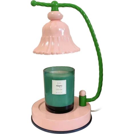 Lampe chauffe-bougie à intensité variable, sans fumée, style romantique européen, en métal, pour faire fondre les bougies, idéale pour la chambre à coucher (version coréenne), prise UE, rose (avec 2 a (1/5)