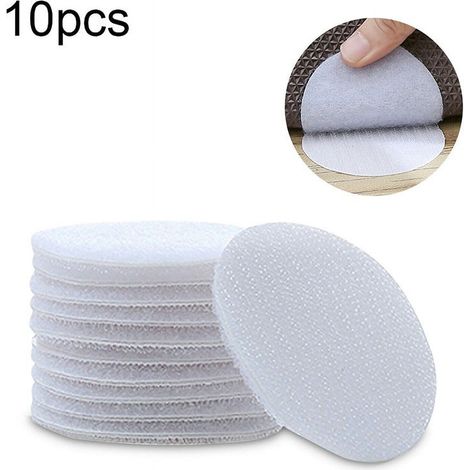Adhesive Rug Gripper Pad - Double Sided Hook And Loop Tape - For Carpets Rugs On Smooth Surfaces - 6 cm Diameter - PVC - 10 pcs (1/5)