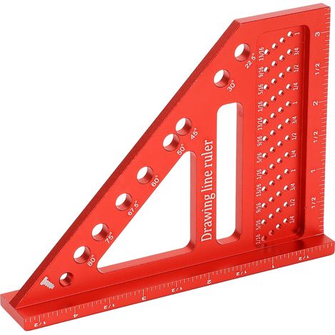 Équerre de menuisier en alliage d'aluminium 0 à 90 degrés pour traçage et travaux de bâtiment (1/5)