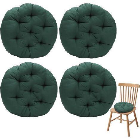 Set of 4 Round Chair Cushions 40 x 40 x 3 cm Round Floor Cushions for Indoor and Outdoor Ideal for Office Chairs, Garden Chairs, Dining Room, Living Room and Office (Forest Green) (1/5)