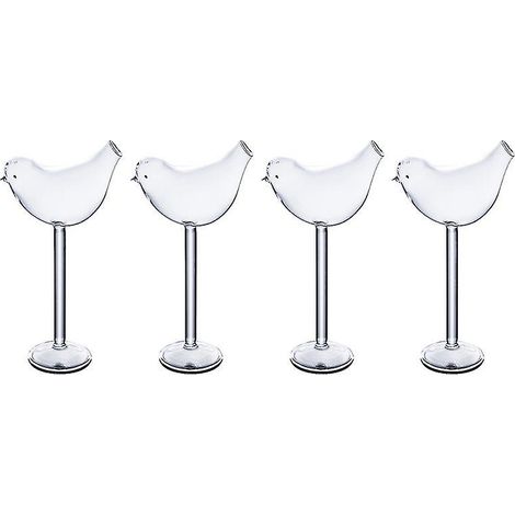 Lot de 4 verres à vin en verre à cocktail en forme d'oiseau (transparent) (1/3)