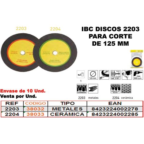 Disque de Coupe Métaux IBC FINSTOCK 125mm Acier
