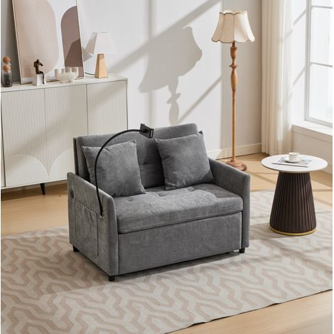 Canapé convertible 109x72x83 cm en tissu polyester gris, modulable pour salon, moderne FloraGrace (1/5)