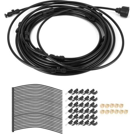 Kit Pulvérisation Jardin - Système Atomisation Basse Pression - Refroidissement Patio Extérieur - 9 M - Noir (1/4)