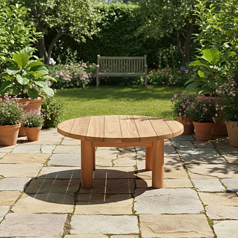 Table basse ronde en teck massif Austin (1/5)