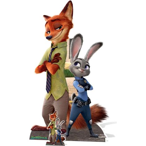 Figurine en carton Zootopie - Judy la lapine et Nick le renard Hauteur 134 cm