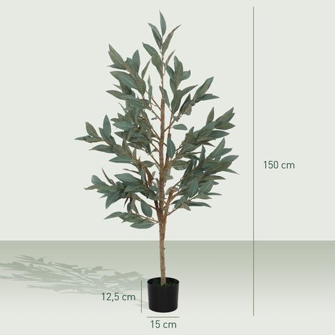 Laurier artificiel vert de 150 cm, idéal pour la décoration de la maison, du bureau, du balcon ou de la chambre. (1/5)