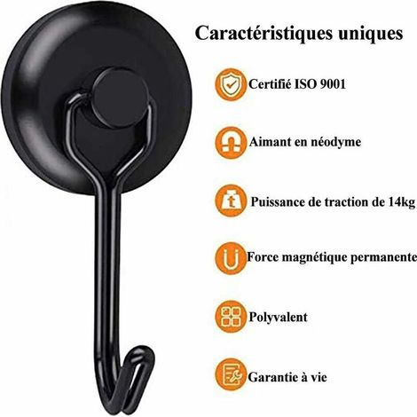 Crochet Aimanté Puissant 14 kg 20D Crochet Magnetique Frigo Noir Néodyme Pivotants Aimant Crochet Magnétique Crochets Aimantés Magnétiques pour Cuisine Torchon Tableau 6pcs--TRIMEC