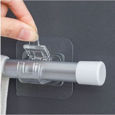 8 piezas de soporte universal para barra de cortina, soportes autoadhesivos para barra de cortina (1/5)