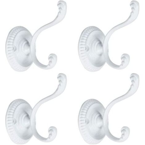 4pcs Patère Crochet Porte Manteau Murale pour Peignoir Serviette Crochet De Porte Salle de Bain Cuisine Crochet Alliage Zinc avec Vis blanc (1/5)