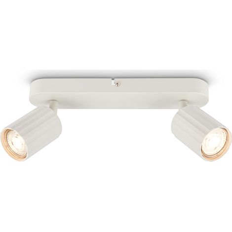 Plafonnier avec cannelures, orientable, GU10, max. 9 W, spot de plafond, luminaire plafonnier, lustre salon, lumière plafond, lustre chambre, lampe plafond, 28 cm, blanc ancien (1/5)