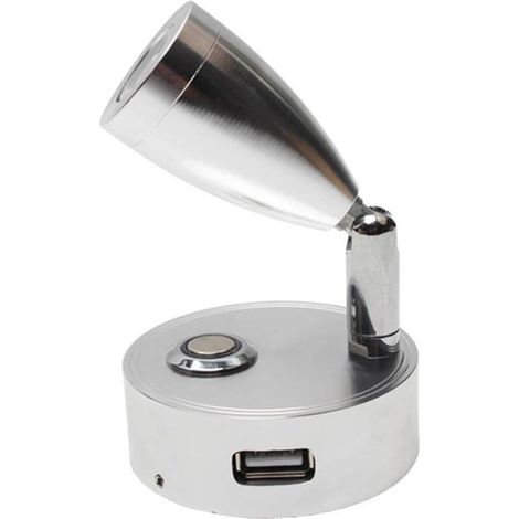 Lampe de lecture avec interrupteur tactile marche/arrêt et support USB. 5 V/2 A, convient aux caravanes,camping-cars, bateaux, lumière chaude (argent) (1/4)