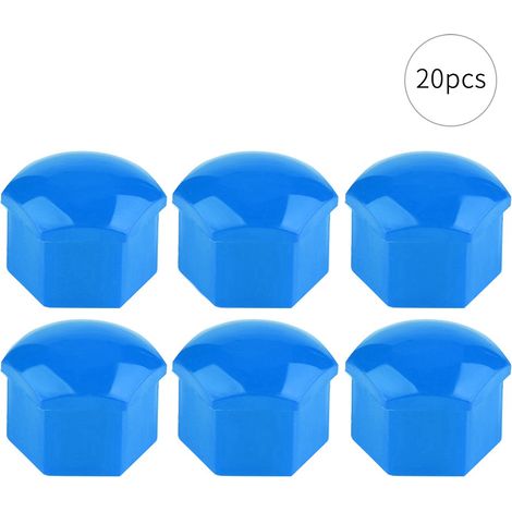 20 pièces cache-écrous de protection antivol pour vis moyeu roue auto 17 mm bleu (1/5)