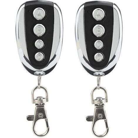Set of 2 universal remote controls for garage doors and gates, 433.9 MHz with four channels - Ideal replacement