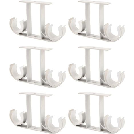 Confezione da 6 supporti per aste per tende in lega di alluminio per aste per tende da 23-26 mm (bianco)